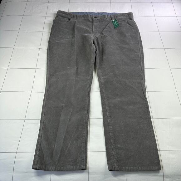L.L.Bean Pants Men 44x30 Gray Stretch Country Corduroy Chino Standard Fit Casual - Picture 1 of 10